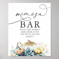Mimosa Bar Sign Succulents Pumpkins Brautparty