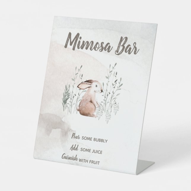 Mimosa Bar Sign, Woodland Animals Kinderdusche Sockelschild (Vorderseite)