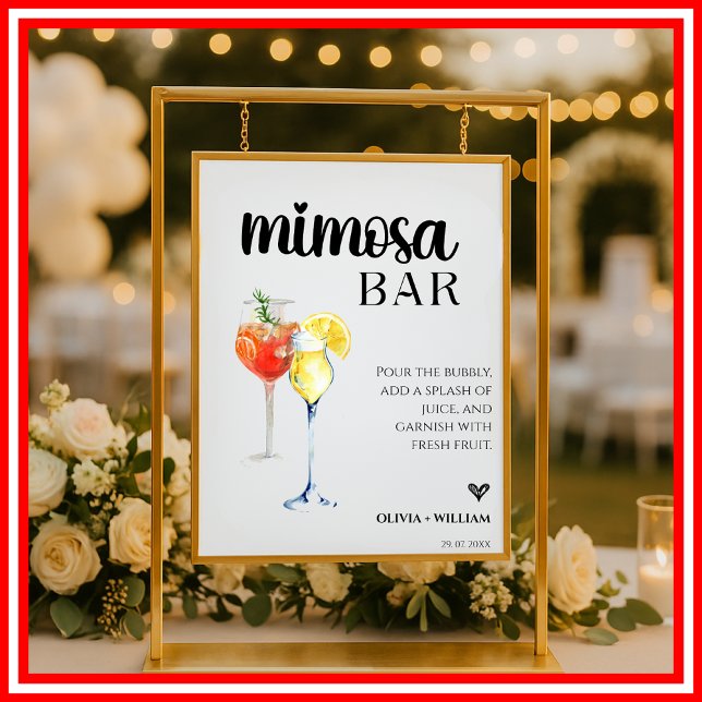 Mimosa Bar Wedding Bar Script Sign Poster (Von Creator hochgeladen)