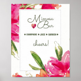 Mimosa Bar Wedding Sign | Blumenfarbe Printmedien Poster