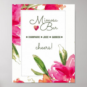 Mimosa Bar Wedding Sign   Blumenfarbe Printmedien Poster