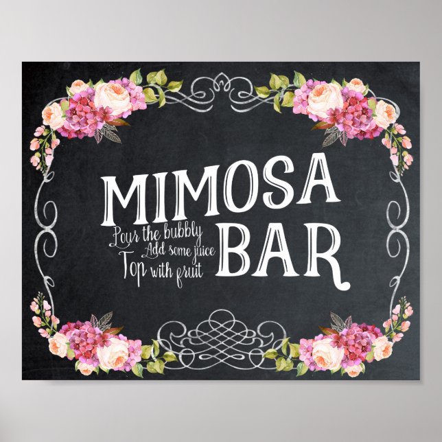 Mimosa Bar Wedding Sign Grillen Poster (Vorne)