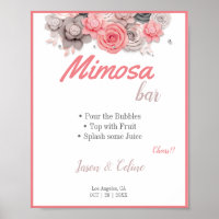 Mimosa Bar Wedding Sign Poster