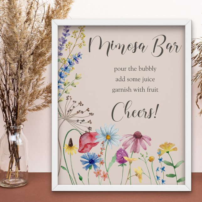 Mimosa Bar Wildblume Charm Country Brautparty Poster (Mimosa Bar Bridal Shower sign from my Wildflower Charm collection)