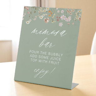 Mimosa Bar Wildblume Modernes Brautparty Sockelschild