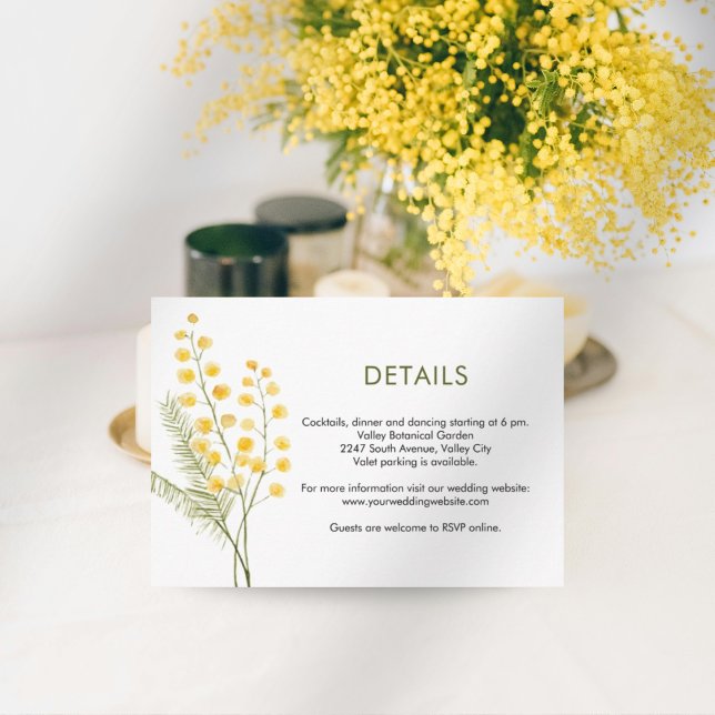Mimosa Blume niedliche Frühjahrshochzeit Begleitkarte (Von Creator hochgeladen)