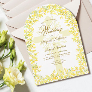 Mimosa-Bogen religiöse Hochzeit Einladung