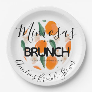 Mimosa Brunch Handgezeichnetes Brautparty Pappteller