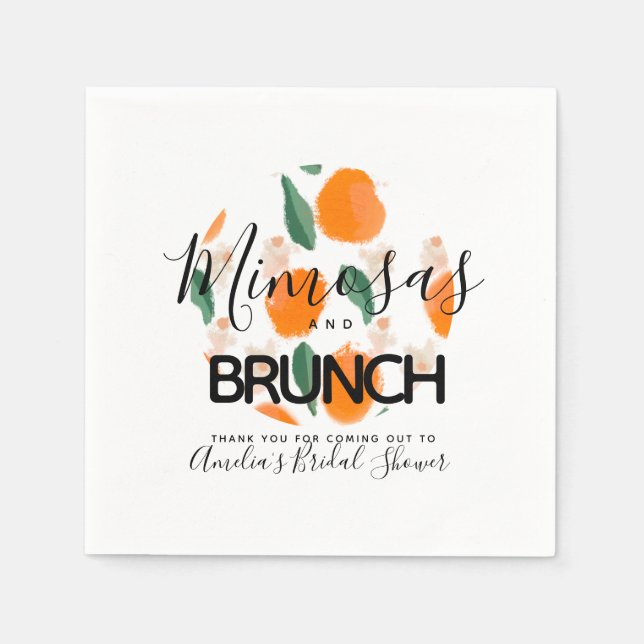 Mimosa Brunch Handgezeichnetes Brautparty Serviette (Vorderseite)