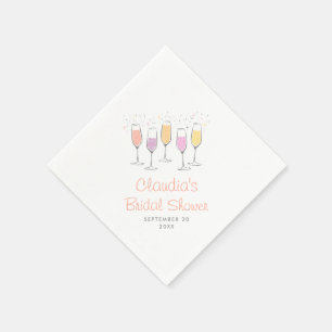 Mimosa Champagner Bellini Pfirsich Brautparty Serviette