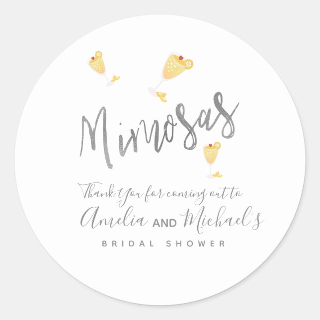 Mimosa Confetti Yellow Brautparty Vielen Dank Runder Aufkleber (Vorderseite)