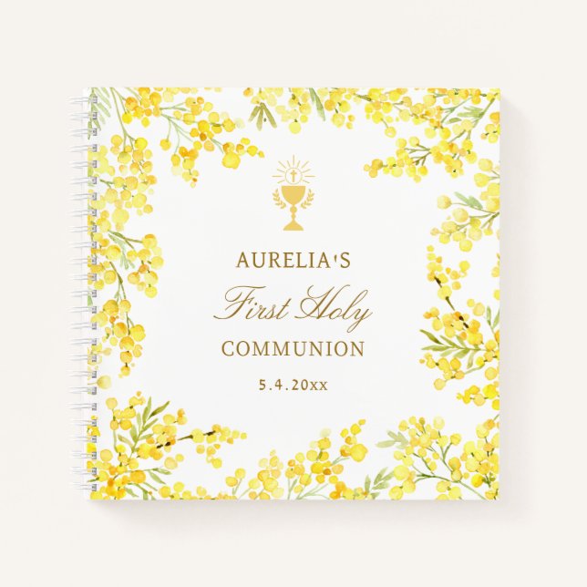 Mimosa First Communion Guest Book Notizbuch (Vorderseite)