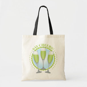 Mimosa Green Champagne Brille Tote Bag Tragetasche