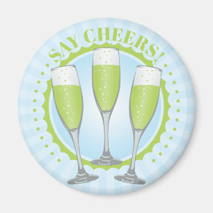 Mimosa Green Champagne Glasses Magnet