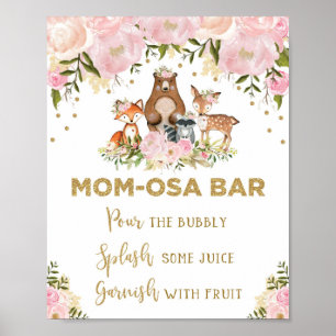 Mimosa Mama-osa Bar Sign Girl Woodland Kinderdusch Poster