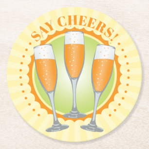 Mimosa Orange Champagne Brillen Runder Pappuntersetzer