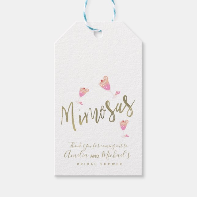 Mimosa Pink Brautparty Danke Confetti Geschenkanhänger (Vorderseite)