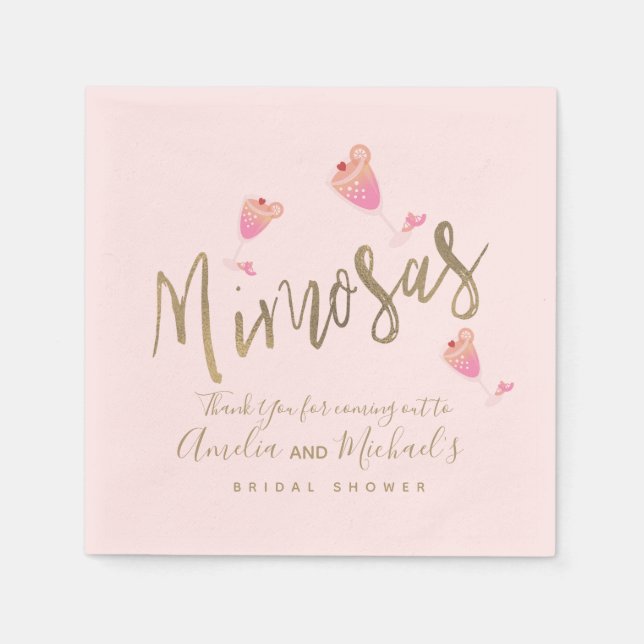 Mimosa Pink Brautparty Danke Confetti Serviette (Vorderseite)