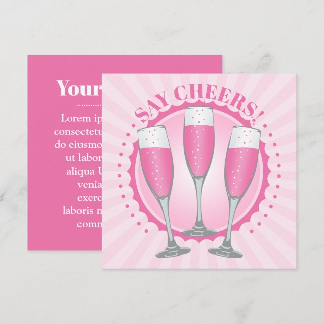 Mimosa Pink Champagne Brillen Einladungskarte (Vorne/Hinten)