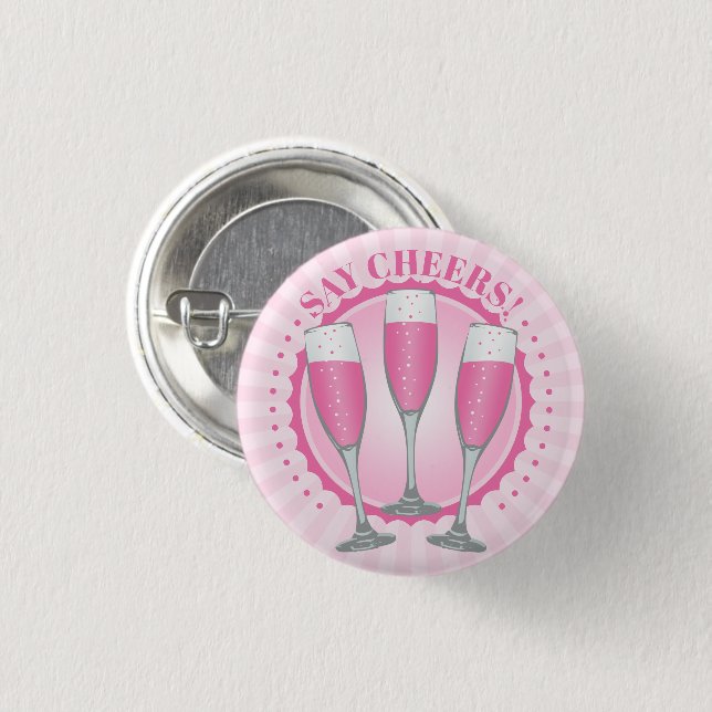 Mimosa Pink Champagne Glass Button (Vorne & Hinten)