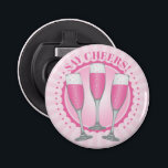 Mimosa Pink Champagner Brille Flaschenöffner<br><div class="desc">Personalisieren Sie es mit Ihrem Namen oder Ihrer Nachricht. Beifall zu dieser niedlichen Illustration von glänzenden Champagner-Gläsern. Ein lustiges Design für einen Brunch,  Bachelorette,  Drinks nach der Arbeit,  Girl's night out,  Cocktail Party,  oder jede Feier. Farbenfrohe,  rosa Champagnergetränke,  Sekt,  Prosecco.</div>