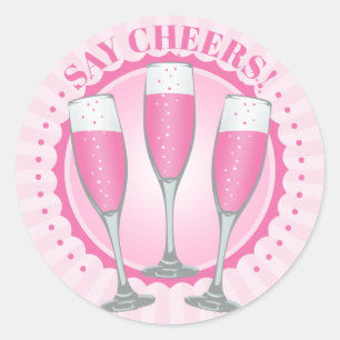 Mimosa Pink Champagner Brille Rundsticker Runder Aufkleber