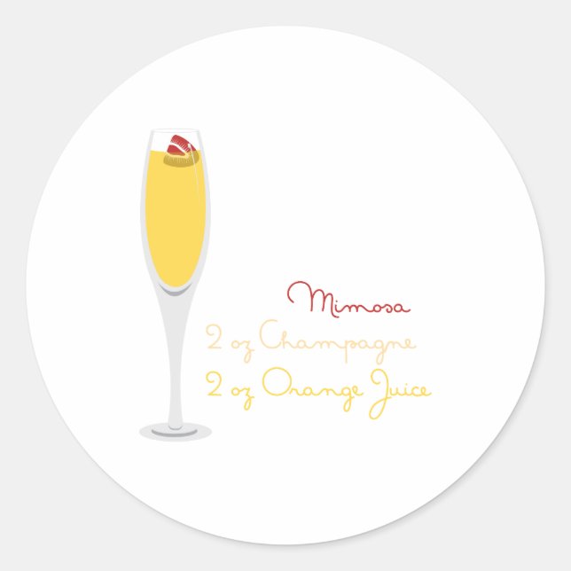Mimosa Recipe Runder Aufkleber (Vorderseite)