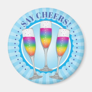 Mimosa-Regenbogen-Champagner-Gläser-Magnet Magnet