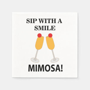 Mimosa Sip mit einem lächelnden Mimosa-Party Serviette