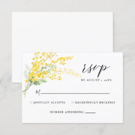 Mimosa Spring Flowers Yellow Floral Wedding RSVP