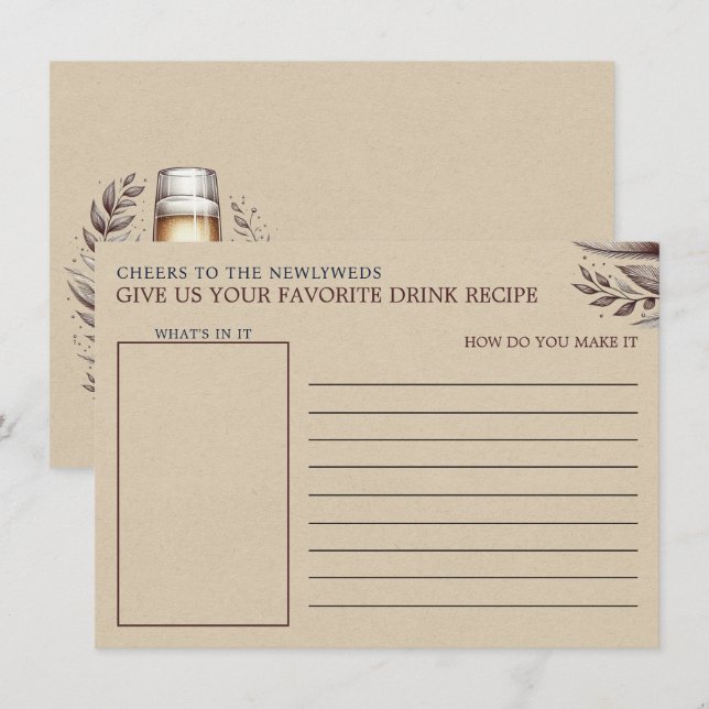 Mimosas & Matrimony Bridal Shower Drink Recipe Begleitkarte (Vorne/Hinten)