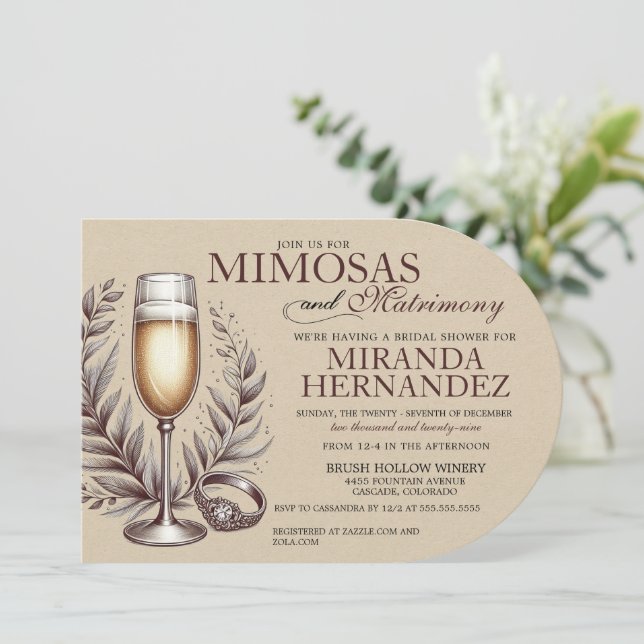 Mimosas & Matrimony Bridal Shower Invitation (Debout devant)