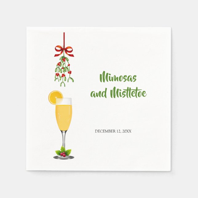 Mimosas und MistletoChristmas Napkins Serviette (Vorderseite)