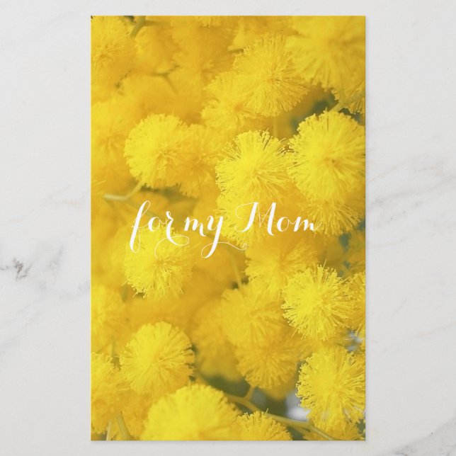 Mimose. Gelbe Frühlings-Blumen Briefpapier (Vorderseite)