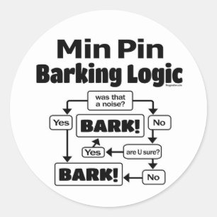 Min Button Barking Logic Runder Aufkleber