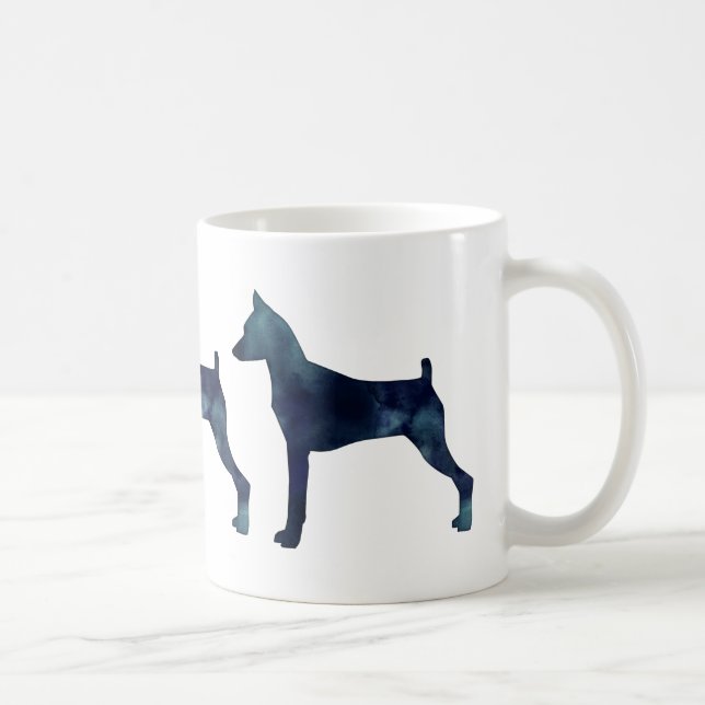 Min Button - Schwarze Wasserfarbe Silhouette Kaffeetasse (Rechts)