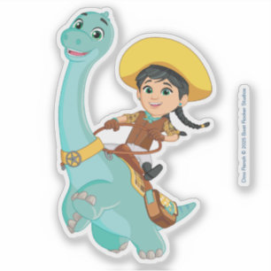 Min & Closing   Happy Cowgirl & Brontosaurus Ride Aufkleber