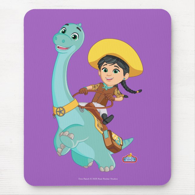 Min & Closing | Happy Cowgirl & Brontosaurus Ride Mousepad (Vorne)