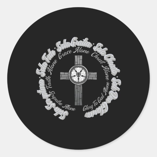 Min Luther Reformation 5 Solas für protestantische Runder Aufkleber (Vorderseite)