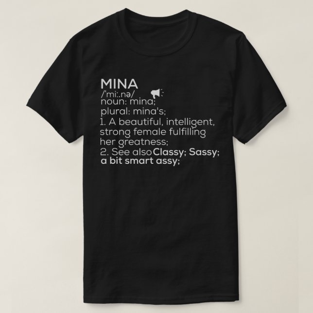 Mina Name Mina Definition Mina Weibliche Name Mina T-Shirt (Design vorne)