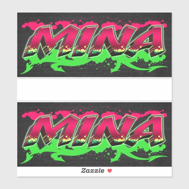 Mina Vorname Name Graffiti Aufkleber Sticker (Blatt)