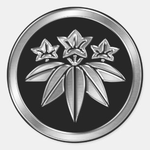 Minamoto Clan Kamon Silver Chrome Runder Aufkleber