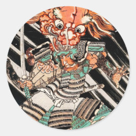 Minamoto Yorimitsu Kuniyoshi Utagawa Held Art Runder Aufkleber