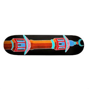 Minarett-stilisierte Illustration, mehrfarbig Skateboard