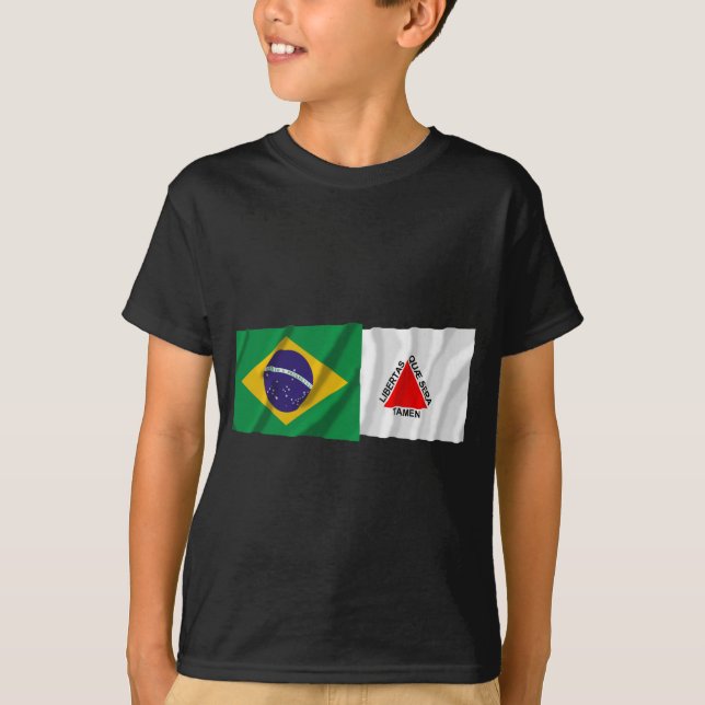 Minas Gerais u. wellenartig bewegende Flaggen T-Shirt (Vorderseite)
