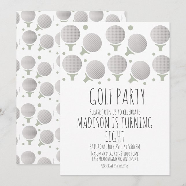 Minature Golf Balls Geburtstagsparty Einladung (Vorne/Hinten)