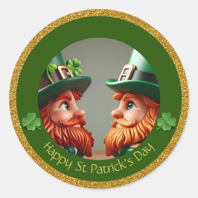 Minature Leprechaun St Patrick's Day dank RS04 Runder Aufkleber (Vorderseite)