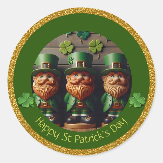 Minature Leprechaun St Patrick's Day dank RS06 Runder Aufkleber (Vorderseite)