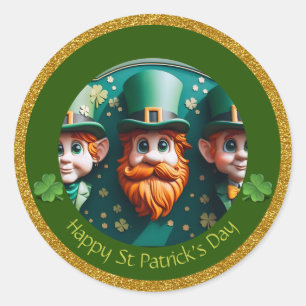 Minature Leprechaun St Patrick's Day dank RS07 Runder Aufkleber