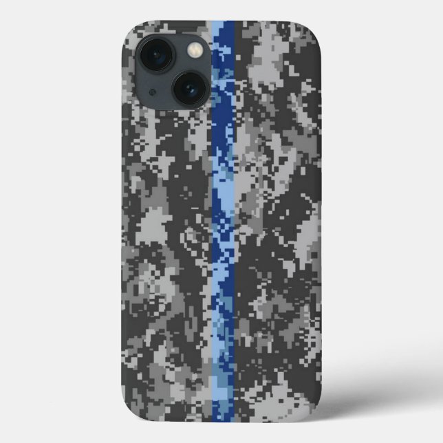 Mince ligne bleue Camo iPhone 6 Coque (Verso)